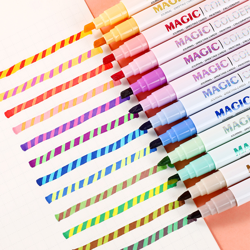 Copic Marker Sketch - ปากกาไฮไลท์เปลี่ยนสีได้สองด้าน 12 ชิ้น, ปากกามาร์คเกอร์วิเศษสำหรับการจดบันทึก, งานฝีมือ DIY,