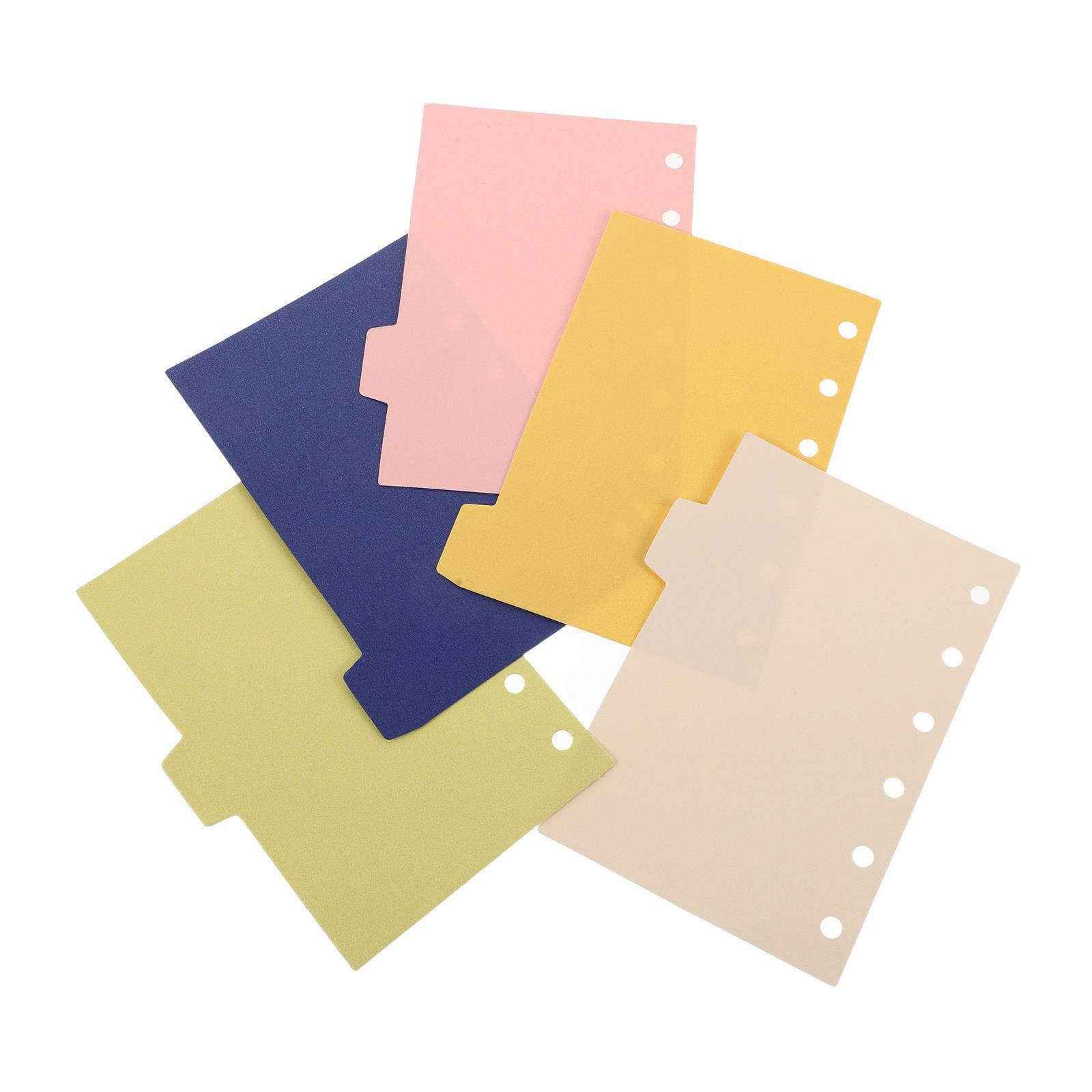 Index Tab Divider - แผ่นแบ่งกระดาษแข็งแรง 5 ชิ้น พร้อมแถบสำหรับแฟ้มขนาดเล็ก แผ่นแบ่งสำหรับสมุดบันทึก แพลนเนอร์