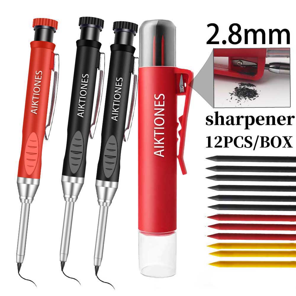 Mechanical Pencil Lead - ดินสอกดอัตโนมัติขนาด 2.8 มม. พร้อมที่เหลาและไส้ดินสอช่างไม้ 12 ชิ้น