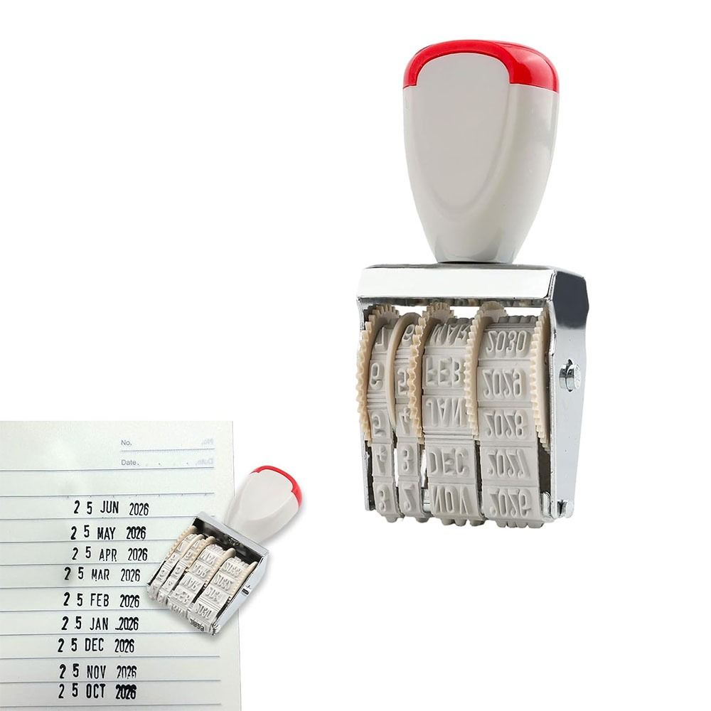 Self Inking Stamp - ตราประทับวันที่ดิจิทัลแบบปรับได้สไตล์วินเทจ พร้อมล้อหมุนแสดงวันที่ ให้รอยประทับชัดเจน ผลิตด้วยมือ พร้อมระบบเติมหมึกในตัว