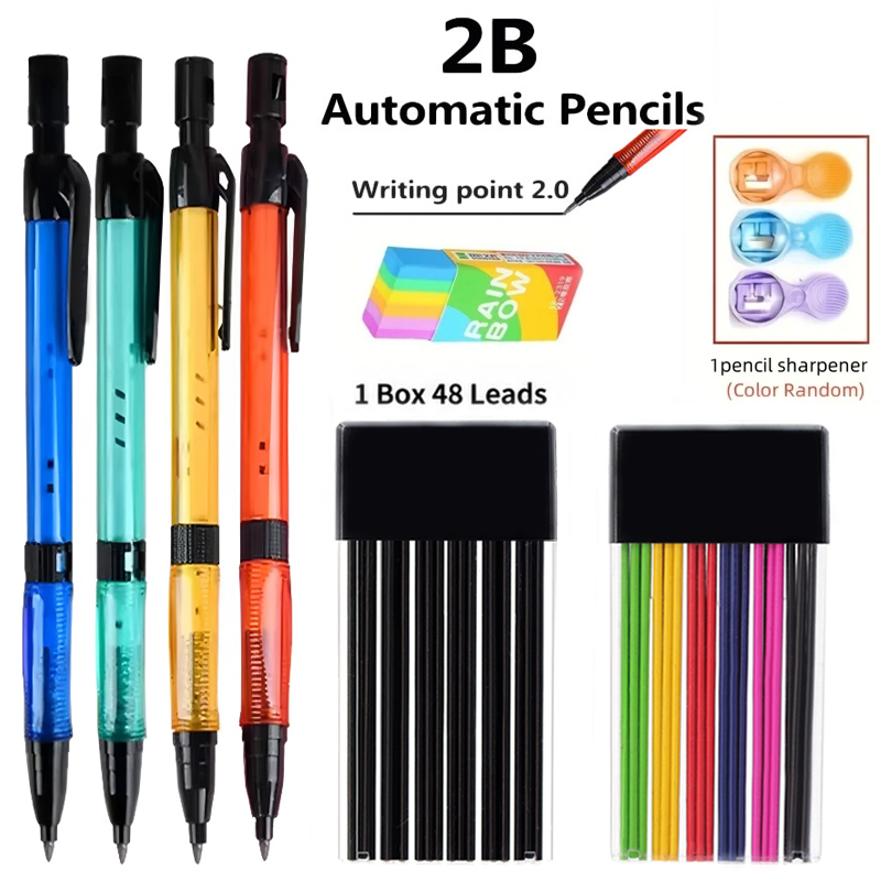 Mechanical Pencil Lead - ชุดดินสอกด 2.0 มม. พร้อมไส้ดินสอ 2B สีดำ/สี