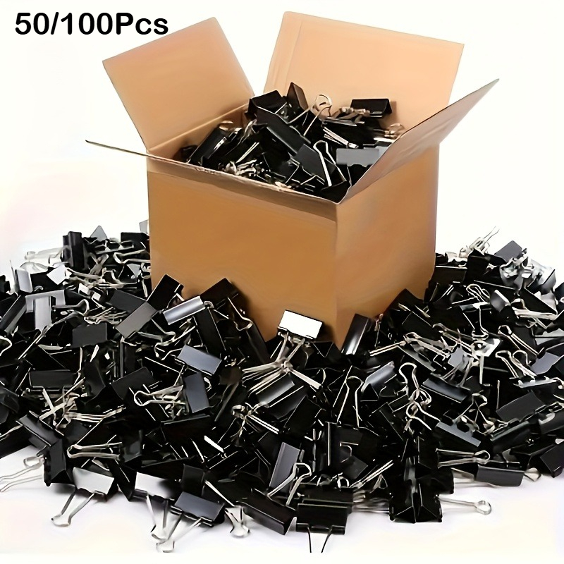 Binder Clip Assorted - คลิปหนีบกระดาษสีและสีดำ คลิปหนีบเอกสารสำนักงาน คลิปหนีบหางยาวแบบกลับด้าน อุปกรณ์จัดระเบียบเอกสารสำหรับสำนักงานและเครื่องเขียนโรงเรียน